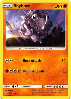 Rhyhorn - 93/214 - Common Sun &amp; Moon: Unbroken Bonds Singles