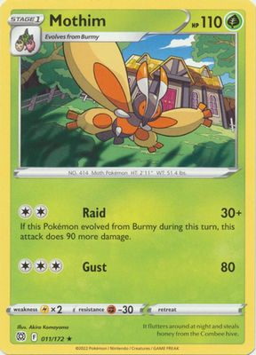 Mothim - 011/172 - Rare Sword &amp; Shield: Brilliant Stars Singles