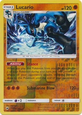 Lucario - 71/147 - Holo Rare Reverse Holo Sun &amp; Moon: Burning Shadows Reverse Holo Singles