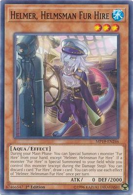 Helmer, Helmsman Fur Hire - MP19-EN246 - Common 1st Edition Yu-Gi-Oh! 2019 Mega-Tins: Gold Sarcophagus Tin Mega Pack Singles