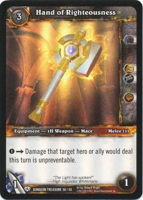 Hand of Righteousness - Dungeon Treasure 50/60 - Common WoW: Dungeon Deck Treasure Pack Singles