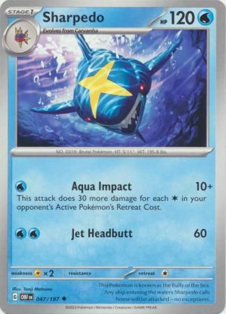 Sharpedo - 047/197 - Uncommon Scarlet &amp; Violet: Obsidian Flames Singles