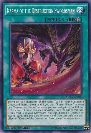 Karma of the Destruction Swordsman - MP16-EN216 - Common 1st Edition Yu-Gi-Oh! 2016 Mega-Tins 1st Edition Singles