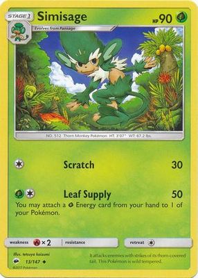 Simisage - 13/147 - Uncommon Sun &amp; Moon: Burning Shadows Singles