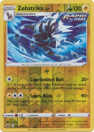 Zebstrika - 051/198 - Rare Reverse Holo Sword &amp; Shield: Chilling Reign Reverse Holo Singles