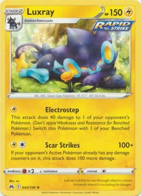 Luxray - 043/159 - Rare Crown Zenith Singles