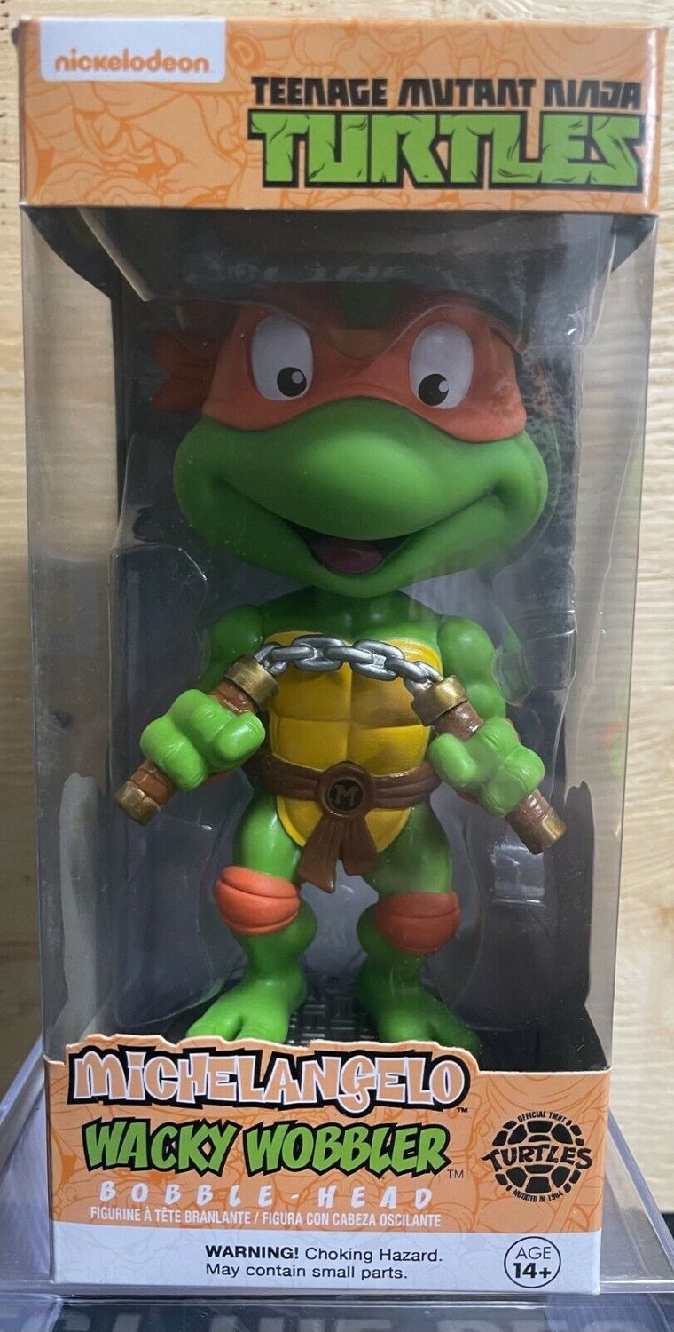 SH1 Michelangelo Wacky Wobbler Bobble Head Funko Tortugas Ninja