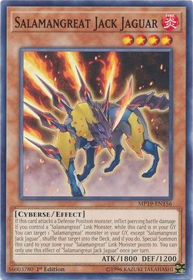 Salamangreat Jack Jaguar - MP19-EN156 - Common 1st Edition Yu-Gi-Oh! 2019 Mega-Tins: Gold Sarcophagus Tin Mega Pack Singles