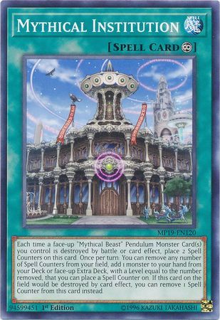 Mythical Institution - MP19-EN120 - Common 1st Edition Yu-Gi-Oh! 2019 Mega-Tins: Gold Sarcophagus Tin Mega Pack Singles