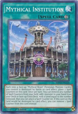 Mythical Institution - MP19-EN120 - Common 1st Edition Yu-Gi-Oh! 2019 Mega-Tins: Gold Sarcophagus Tin Mega Pack Singles