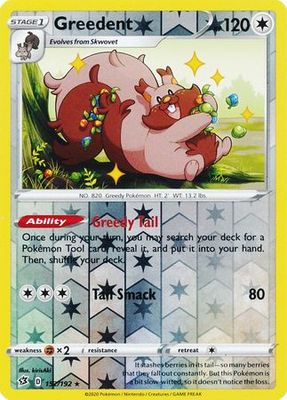 Greedent - 152/192 - Rare Reverse Holo Sword &amp; Shield: Rebel Clash Reverse Holo Singles