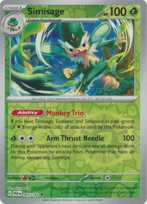 Simisage - 005/182 - Uncommon Reverse Holo Scarlet &amp; Violet: Paradox Rift Reverse Holo Singles