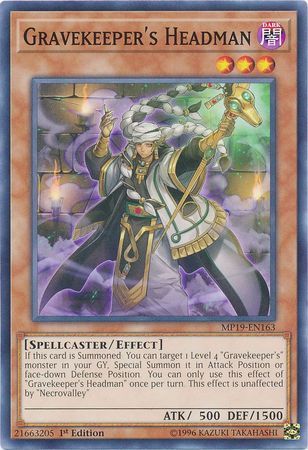 Gravekeeper&#39;s Headman - MP19-EN163 - Common 1st Edition Yu-Gi-Oh! 2019 Mega-Tins: Gold Sarcophagus Tin Mega Pack Singles (espanol)