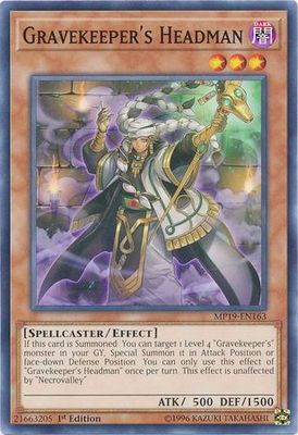 Gravekeeper&#39;s Headman - MP19-EN163 - Common 1st Edition Yu-Gi-Oh! 2019 Mega-Tins: Gold Sarcophagus Tin Mega Pack Singles (espanol)