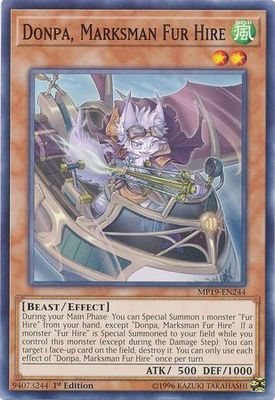 Donpa, Marksman Fur Hire - MP19-EN244 - Common 1st Edition Yu-Gi-Oh! 2019 Mega-Tins: Gold Sarcophagus Tin Mega Pack Singles (espanol)