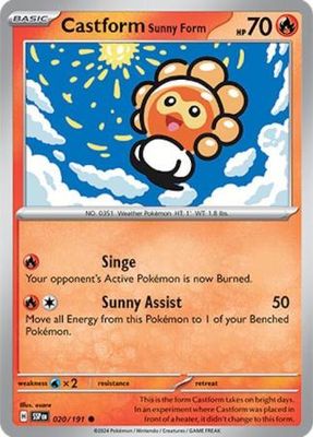 Castform Sunny Form - 020/191 - Common Scarlet &amp; Violet: Surging Sparks Singles
