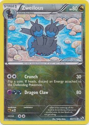 Zweilous - 98/113 - Uncommon Reverse Holo Black &amp; White 11: Legendary Treasures Reverse Holo Singles