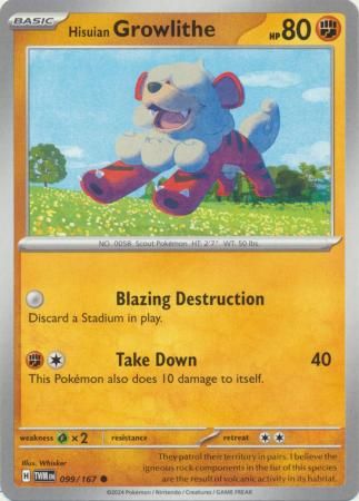 Hisuian Growlithe - 099/167 - Common Scarlet and Violet: Twilight Masquerade Singles