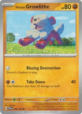 Hisuian Growlithe - 099/167 - Common Scarlet and Violet: Twilight Masquerade Singles