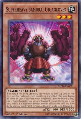 Superheavy Samurai Gigagloves - MP16-EN007 - Common 1st Edition Yu-Gi-Oh! 2016 Mega-Tins 1st Edition Singles (espanol)
