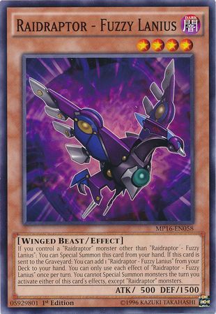 Raidraptor - Fuzzy Lanius - MP16-EN058 - Common 1st Edition Yu-Gi-Oh! 2016 Mega-Tins 1st Edition Singles (espanol)