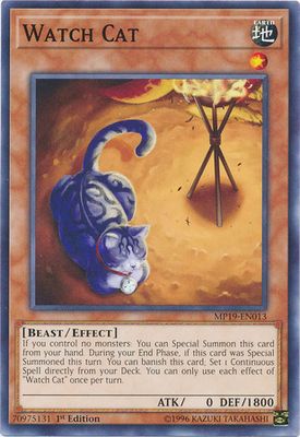 Watch Cat - MP19-EN013 - Common 1st Edition Yu-Gi-Oh! 2019 Mega-Tins: Gold Sarcophagus Tin Mega Pack Singles (espanol)