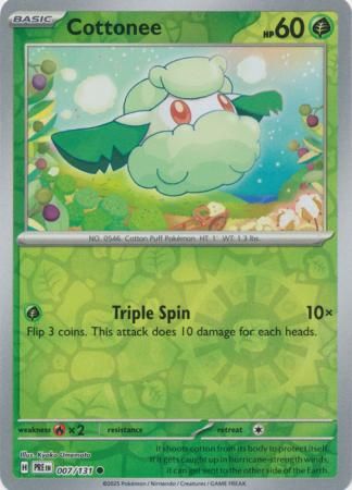 Cottonee - 007/131 - Common Reverse Holo Scarlet &amp; Violet: Prismatic Evolutions Reverse Holo Singles