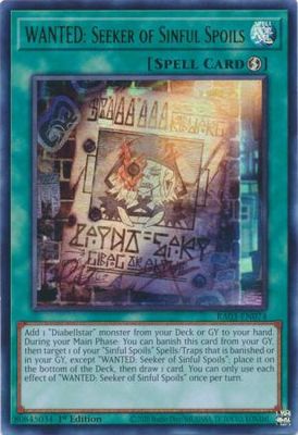 WANTED: Seeker of Sinful Spoils - RA03-EN074 - Ultra Rare 1st Edition Quarter Century Bonanza 1st Edition Singles