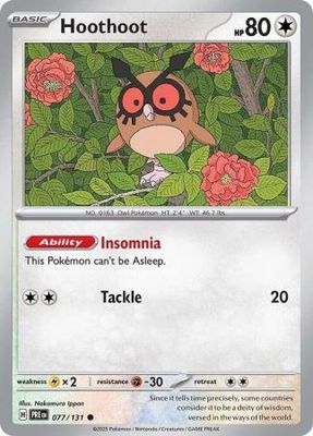 Hoothoot - 077/131 - Common Scarlet &amp; Violet: Prismatic Evolutions Singles