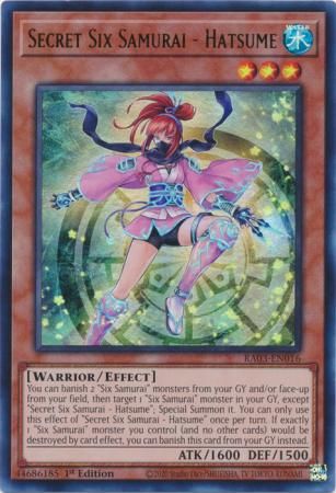 Secret Six Samurai - Hatsume - RA03-EN016 - Ultra Rare 1st Edition Quarter Century Bonanza 1st Edition Singles