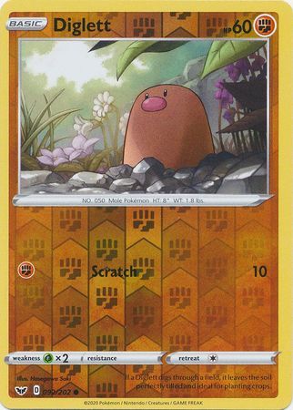 Diglett - 092/202 - Common Reverse Holo Sword &amp; Shield (Base Set) Reverse Holo Singles (Español)