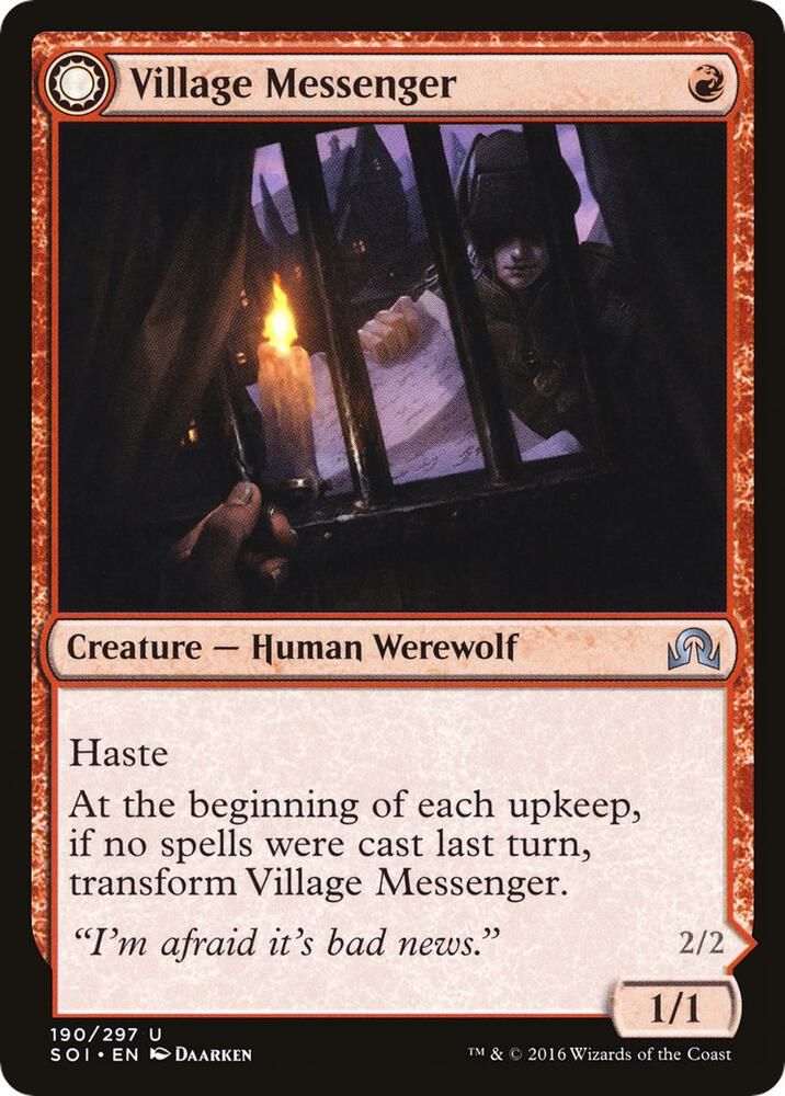 Village Messenger | Moonrise Intruder 190/297 -  Shadows over Innistrad Singles