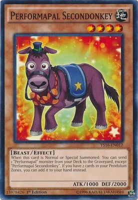 Performapal Secondonkey - YS16-EN012 - Common 1st Edition Starter Deck Yuya 1st Edition Singles