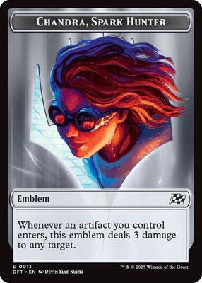 Emblem - Chandra, Spark Hunter // Vehicle Double-Sided Token - Aetherdrift (DFT) Aetherdrift