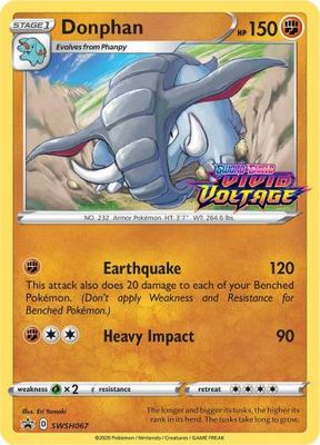 Donphan - SWSH067 - (Staff) Prerelease Promo Pokemon Sword &amp; Shield Promos