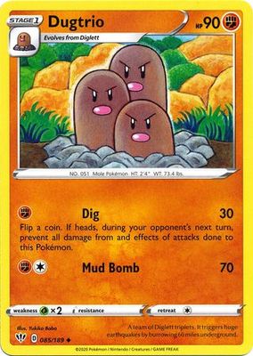 Dugtrio - 085/189 - Uncommon Sword &amp; Shield: Darkness Ablaze Singles