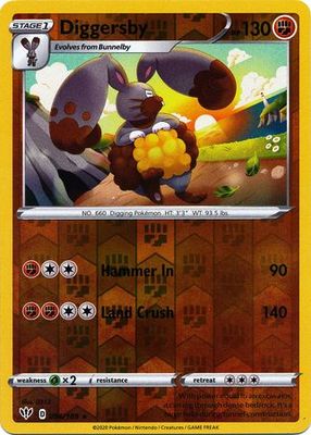 Diggersby - 096/189 - Rare Reverse Holo Sword &amp; Shield: Darkness Ablaze Reverse Holo Singles