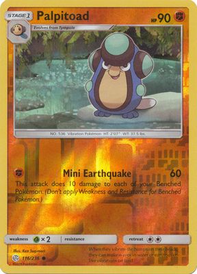 Palpitoad - 116/236 - Common Reverse Holo Sun &amp; Moon: Cosmic Eclipse Reverse Holo Singles