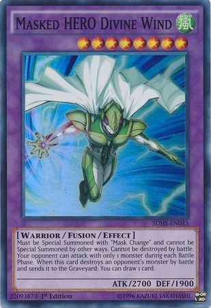 Masked Hero Divine Wind - SDHS-EN043 - Super Rare 1st Edition Structure Deck: HERO Strike 1st Edition Singles