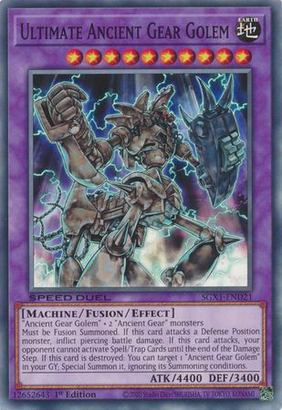Ultimate Ancient Gear Golem - SGX1-END21 - Common 1st Edition Speed Duel GX Duel Academy Box Singles