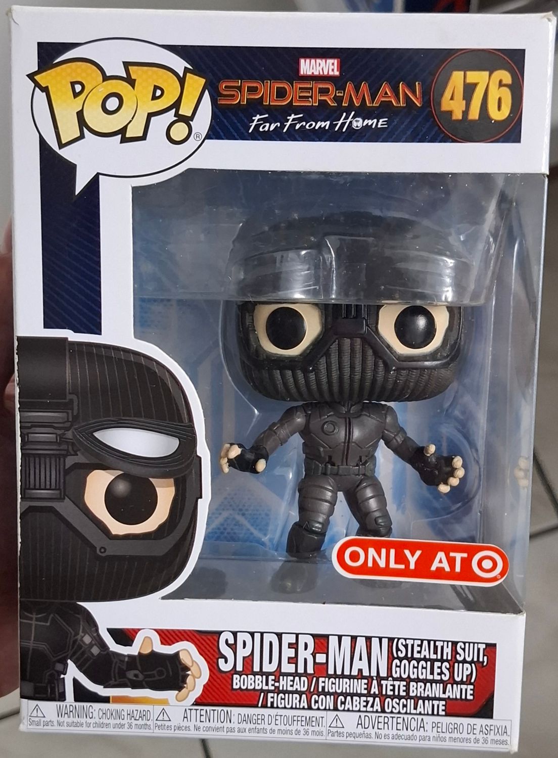 SH10 Spider Man Stealth Suit Goggles Up Figura Funko Pop Spider Man Figura