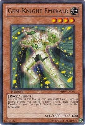 Gem-Knight Emerald - PHSW-EN096 - Rare 1st Edition Photon Shockwave 1st Edition Singles