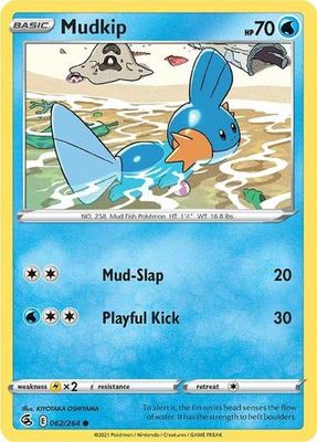 Mudkip - 062/264 - Common Sword &amp; Shield: Fusion Strike Singles
