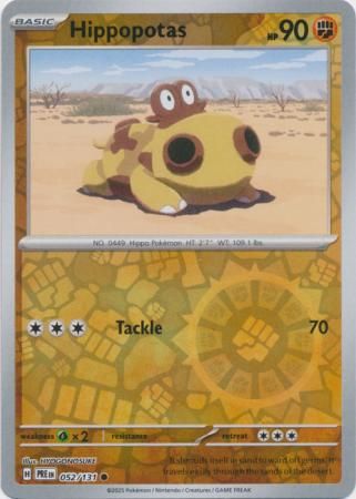 Hippopotas - 052/131 - Common Reverse Holo Scarlet &amp; Violet: Prismatic Evolutions Reverse Holo Singles (Español)