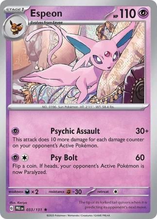 Espeon - 033/131 - Holo Rare Scarlet &amp; Violet: Prismatic Evolutions Singles (Español)