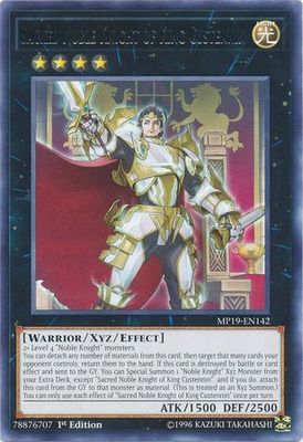Sacred Noble Knight of King Custennin - MP19-EN142 - Rare 1st Edition Yu-Gi-Oh! 2019 Mega-Tins: Gold Sarcophagus Tin Mega Pack Singles (espanol)