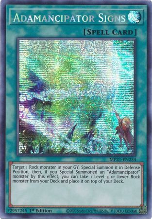 Adamancipator Signs - MP21-EN234 - Prismatic Secret Rare 1st Edition 2021 Mega-Tin: Ancient Battles 1st Edition Singles