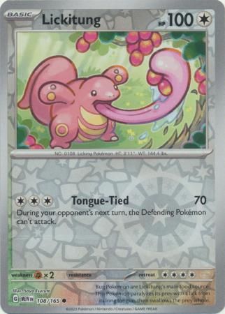Lickitung - 108/165 - Common Reverse Holo Scarlet &amp; Violet 151 Reverse Holo Singles