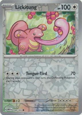 Lickitung - 108/165 - Common Reverse Holo Scarlet &amp; Violet 151 Reverse Holo Singles