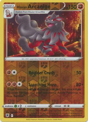 Hisuian Arcanine - 071/189 - Rare Reverse Holo Sword &amp; Shield: Astral Radiance Reverse Holo Singles